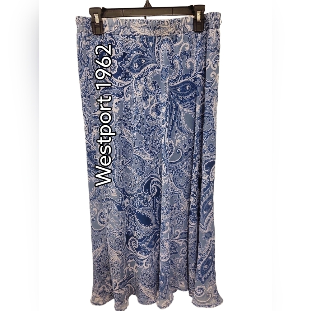 𝅺blue and White Paisley Print Westport 1962 Lined Maxi Skirt size Medium